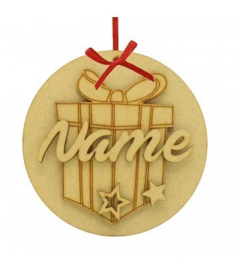 Laser Cut Personalised Christmas 3D Hanging Bauble - Present Design